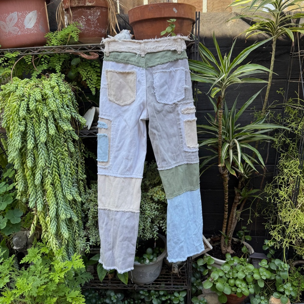 Upcycled Patchwork Deconstructed Pants - image 3